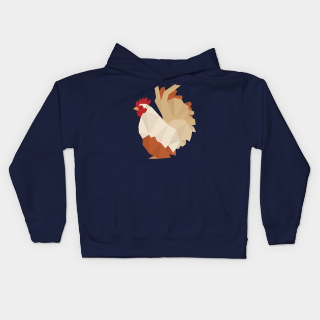 Low Poly Rooster Kids Hoodie by TomCage